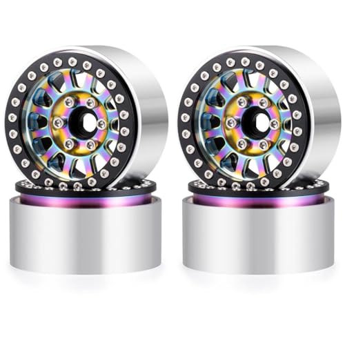 ZenithRide 4pcs Aluminium 1,9 Zoll 30 mm Peradlock Räder Felgen Hubs kompatibel mit 1 10 Skala RC Crawler Car Off Road Fahrzeugteile(No.75 Colorful) von ZenithRide