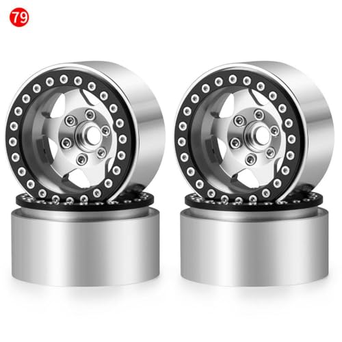 ZenithRide 4pcs Aluminium 1,9 Zoll 30 mm Peradlock Räder Felgen Hubs kompatibel mit 1 10 Skala RC Crawler Car Off Road Fahrzeugteile(No.79 Silver) von ZenithRide