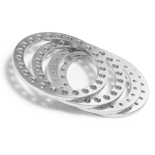ZenithRide 4pcs Aluminium 1,9 -Zoll -Radschloss Ring -Kompatibel mit 1 10 -Skala RC Crawler Car Upgrade Teile Austausch(Bright Silver) von ZenithRide