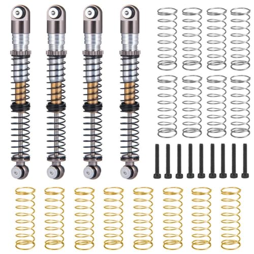 ZenithRide 4pcs Aluminium 53 mm Stoßdämpferdämpfer kompatibel mit 1/24 RC -Autos im Maßstab wie SCX24 STADBOLT C10(Grey Silver) von ZenithRide