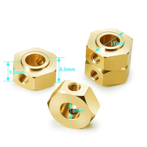 ZenithRide 4pcs Messing -Rad -Achsen -Adapter -Kombinierer -Koppler Gegengewicht für 1 6 -Skala RC Crawler Cars kompatibel mit SCX6 AXI05000 -Modellen(8.5mm) von ZenithRide