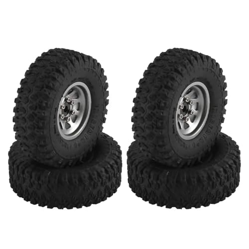 ZenithRide 4pcs Metall 1,0 "Beadlock Deep Dish Wheel Tire Set kompatibel mit 1/18 1/24 Skala RC Crawler Cars SCX24 AX24 FMS -Modelle Upgrade Ersatzteile(Grey) von ZenithRide