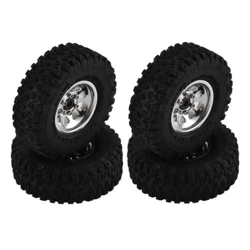 ZenithRide 4pcs Metall 1,0 "Beadlock Deep Dish Wheel Tire Set kompatibel mit 1/18 1/24 Skala RC Crawler Cars SCX24 AX24 FMS -Modelle Upgrade Ersatzteile(Silver) von ZenithRide