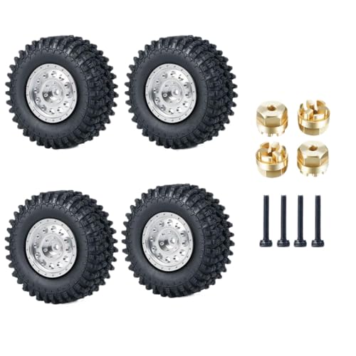 ZenithRide 4pcs Metallradfelgen mit Gummireifen und Messingadapter, die mit 1 24 -Skala -RC -Automodellen kompatibel sind, ähnlich dem Miniz 4x4 Rubicon 4WD -Off -Straßenfahrzeugteile(B Set) von ZenithRide