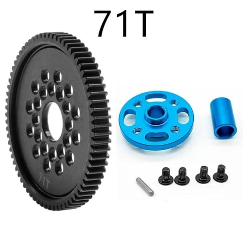 ZenithRide 63T 64T 66T 68T 71T 54500 Spurgetriebe und Getriebegeschwindigkeitsgeschwindigkeitsgetriebe kompatibel mit 1/10 Skala TT 02 Chassis RC -Auto -Upgrade -Teile(71T) von ZenithRide