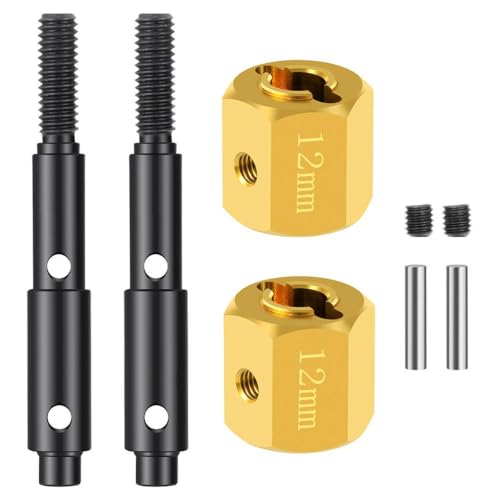 ZenithRide 8mm 10 mm 12 mm Messingrad Hex Extened Adapter Portal Achse Stub Antriebswelle kompatibel mit 1 10 -Skala -RC -Crawler -Autos und Teilen(12mm) von ZenithRide