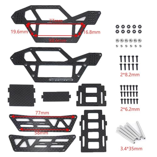 ZenithRide SCX24 Deadbolt 1 24 RC Crawler Car Model Teile kompatible Kohlefaser- und Metallbuggy Body Shell Frame Roll Cage(Black-A) von ZenithRide