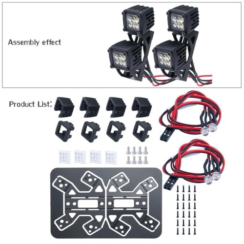 ZenithRide Side Lights Spotlight Gepäckregal kompatibel mit 1/10 RC -Crawler -Autos wie TRX6 Wraith SCX24 -Modelle(B2) von ZenithRide