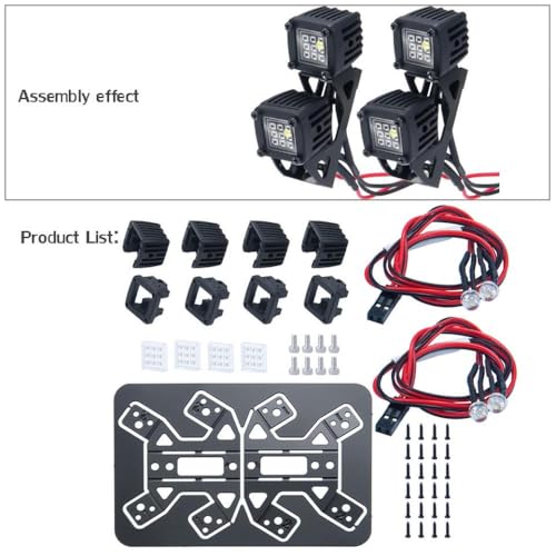 ZenithRide Side Lights Spotlight Gepäckregal kompatibel mit 1/10 RC -Crawler -Autos wie TRX6 Wraith SCX24 -Modelle(B3) von ZenithRide