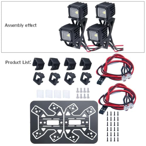 ZenithRide Side Lights Spotlight Gepäckregal kompatibel mit 1/10 RC -Crawler -Autos wie TRX6 Wraith SCX24 -Modelle(B4) von ZenithRide