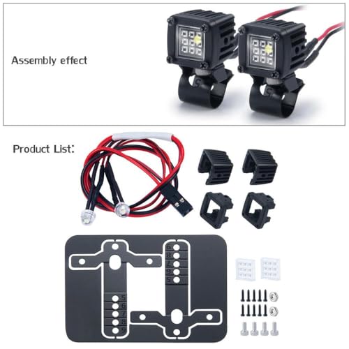 ZenithRide Side Lights Spotlight Gepäckregal kompatibel mit 1/10 RC -Crawler -Autos wie TRX6 Wraith SCX24 -Modelle(D3) von ZenithRide