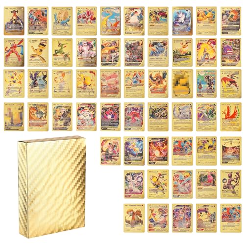 Zenithle Packung Mit 55 Pcs Cartoon Karten Silber Gold Seltene Karten Set,Sammelkartenspiel Keine Duplikate Karikaturen Comics Sammelkarten Einschließlich Verschiedener Seltener Folienkarten(A Gold) von Zenithle
