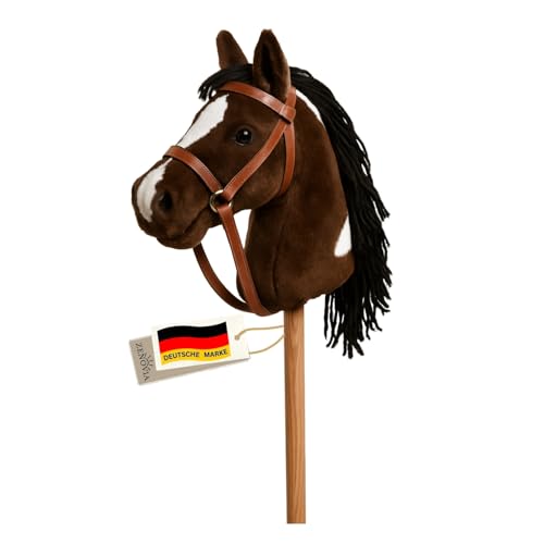 Zenovia Hobby Horse Steckenpferd Braun – Stockpferd für Kinder – ohne Räder & Griffe – Turniergeeignet – Abnehmbarer Stab – Geschenkverpackung – Reitspielzeug für drinnen & draußen von Zenovia