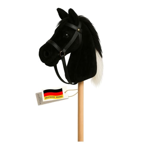 Zenovia Hobby Horse Steckenpferd Schwarz – Turnierfähiges Stockpferd für Kinder – Abnehmbarer Stab – ohne Rollen & Griffe – Geschenkverpackung – für Hobby Horsing & kreatives Reiten von Zenovia