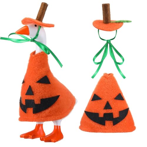 Zephylix Halloween Veranda Gans Outfit Kürbis Gans Outfit Kleidung Kostüm mit Hut für 17,8 cm Schreibtischgans Halloween Dekorationen Outdoor von Zephylix