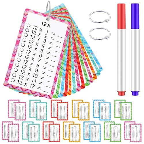 1 Packung mit 13 Blatt 1x1 Lernkarten Spiel für Kinder,Einmaleins Lernkarten Set mit 2 Markierungsstift und Ringen,Einmaleins Karten von 1 bis 12,Tragbare Lernhilfe,Spaß beim Einmaleins Lernen von ZephyrHome