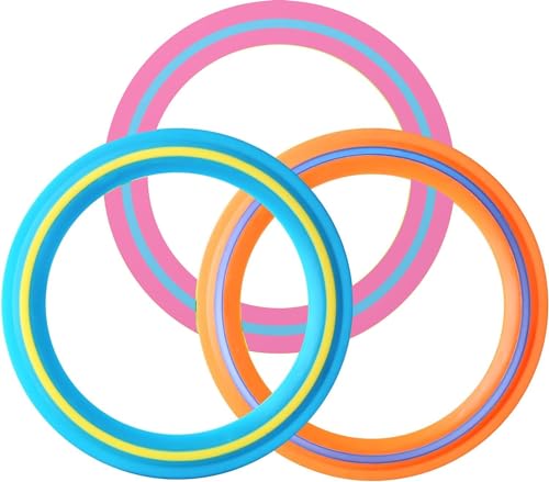 3 pcs 25 CM Flying Ring Wurfring，tosy Flying Ring，strand spielzeug，wurfring-spielspielzeug，kinder outdoor spiele Anzug，Ultimativer Urlaub im Freien, Schulspielplatz, Park, Poolspaß（gelb, orange, rosa） von ZephyrHome
