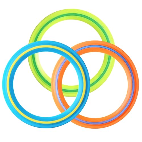 3 pcs 25 CM Flying Ring Wurfring，tosy Flying Ring，strand spielzeug，wurfring-spielspielzeug，kinder outdoor spiele Anzug，Urlaub im Freien, Schulspielplatz, Park, Poolspaß (（Gelb,Orange Türkis）) von ZephyrHome
