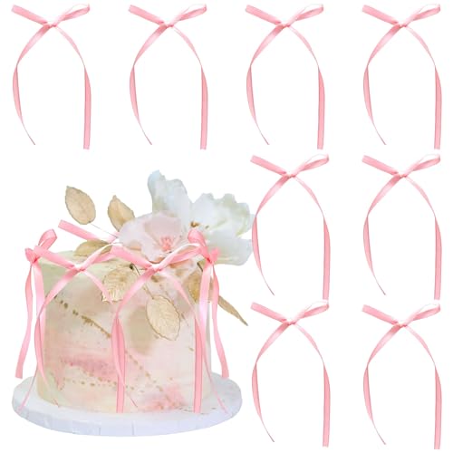 30 Stück Rosa Tortendeko Schleifen Mini Pink Bow Cake Toppers mit Perlen Vintage-Stil Kuchendekoration mit rosa Schleife für Torte Cupcake Babyparty Geburtstag Hochzeit Vielseitige Schleifen für Feste von ZephyrHome