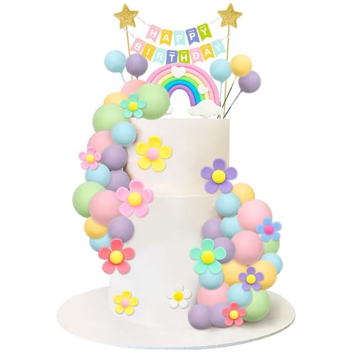 39 Stück Regenbogen Tortendeko Kugeln Und Gänseblümchen,Boho Tortendeko,tortendeko kugeln,DIY Kuchendeckel,Alles Gute zum Geburtstag-Kuchenaufsatz,für Hochzeiten, Jubiläum,Geburtstage, Babypartys 39 Stück Regenbogen Tortendeko Kugeln Und Gänseblümchen,Boho Tortendeko,tortendeko kugeln,DIY Kuchendeckel,Alles Gute zum Geburtstag-Kuchenaufsatz,für Hochzeiten, Jubiläum,Geburtstage, Babypartys von ZephyrHome
