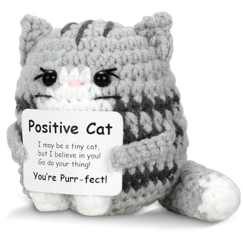 Zernblend Positive Häkeltiere, Katzengeschenke für Mädchen, Positive Geschenke, Positive Puppe Häkeln mit Karte, Halloween, Weihnachten von Zernblend