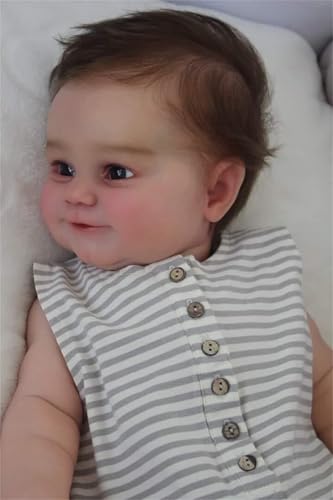Zero Pam Süß Reborn Baby Mädchen 60 CM Augen Auf, Lebensechte Echte Babygröße Verwurzeltes Haar Süßes Lächeln Reborn Baby Puppe mit Weichem Beschwertem Stoffkörper Wie Echt Toddler Mädchen mit Zubehör von Zero pam