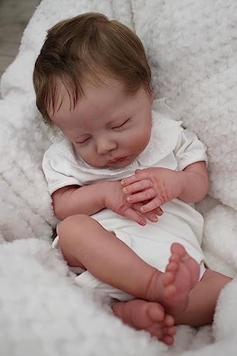 Zero pam 18 Zoll Reborn Baby Puppen Lebensecht Neugeborene Puppe Mädchen Augen Geschlossen Realistische Silikon Baby Puppe Weiche Vinyl Puppen Reborn Baby Schlafend von Zero pam