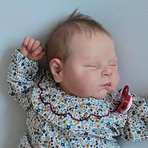 Zero pam 20 Zoll Reborn Puppe Mädchen Augen Geschlossen Lebensecht Neugeborener Puppen Mit Haar Realistisch Reborn Silikon Baby Puppen Sehen Echt Aus Weicher Körper Reborn Babys von Zero pam