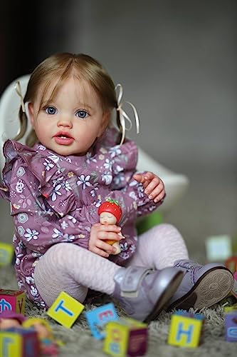 Zero pam 24 Zoll 60 cm Realistisch Reborn Mädchen Lebensecht Silikon Puppe Mit Braunem Haar Neugeborene Puppen Reborn Toddler Girl Weiche Vinyl BabyPuppen von Zero pam