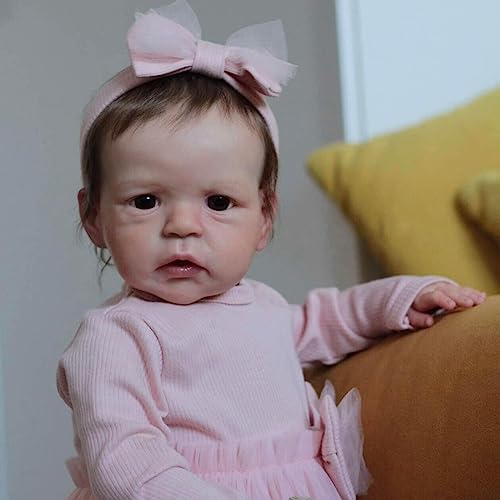 Zero pam 24 Zoll Reborn Puppen Mädche Lebensechte Babypuppen Wie Echt Realistisch Silikon Baby Mit Haaren Reborn Toddler Girl Weich Vinyl Puppen Stoffkörper von Zero pam