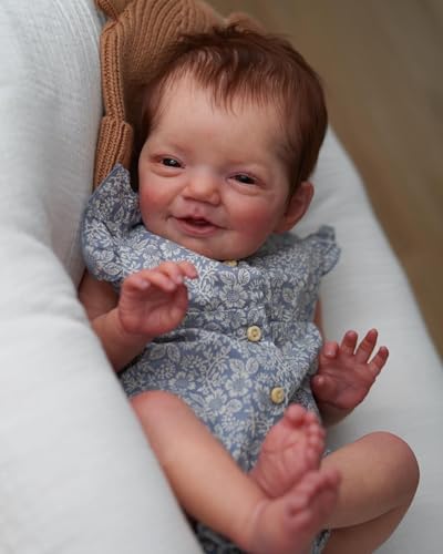 Zero pam 50 cm Reborn Baby Vollsilikon Lebensecht Mädchen Puppe mit Weichem Körper, Verwurzeltes Haar Süßes Lächeln Vinyl Ganzkörper Realistische Sieht Aus Und Fühlt Sich An Wie EIN Echtes Babypuppen von Zero pam