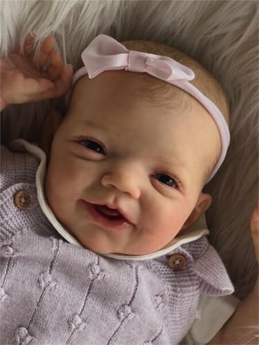 Zero pam Lebensechte Silikon Reborn-Baby-Puppen Mädchen 20 Zoll Echte Neugeborene Babypuppen Die Echt Aussehen,Stellbar Reborn-Kleinkindpuppen Mit Gewichtetem Körper von Zero pam