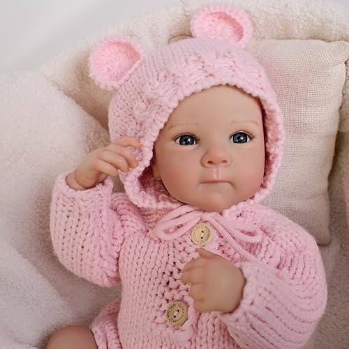 Zero pam Lebensechte Silikon Reborn Puppen Mädchen 18 Zoll Gewichtete Reborn-Toddler Puppen Mit Gefärbtem Haar,Echt Aussehende Neugeborene Baby-Puppen von Zero pam