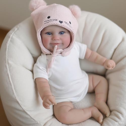 Zero pam Realistische Reborn Baby Mädchen Augen Offen 50 cm, Reborn Baby Vollsilikon Lebensecht Mädchen Newborn Puppe Babys Vinyl Ganzkörper Lächelnd Babypuppen Wie Echt mit Zubehör von Zero pam