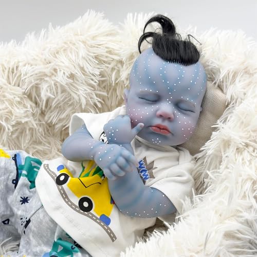 Zero pam Reborn Avatar Baby Junge 50 cm Augen Zu Mit Verwurzelten Haaren Real Wie Newborn Schlafend Baby Puppen mit Weichem Körper Silikon Puppe Avatar Babys Für Kinder ab 3 Jahren von Zero pam