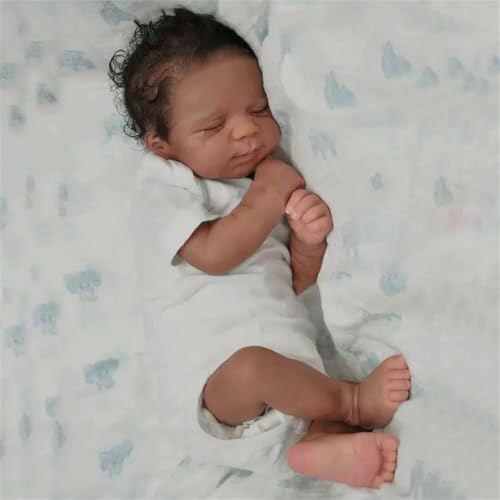 Zero pam Reborn Baby Junge-45CM Schwarze Reborn Puppen Lebensecht Dunkelhäutige Puppe Silikon Babypuppen Wie Echtes Baby Mit Weichem Körper Echte Baby Puppen von Zero pam