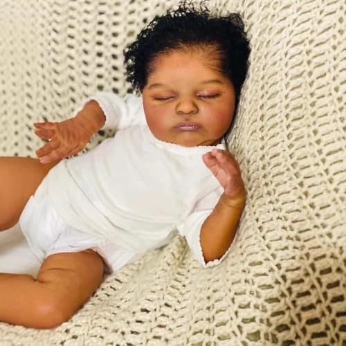 Zero pam Reborn Baby Jungen 19 Zoll Reborn Baby Vollsilikon Lebensecht Puppe Realistische Schwarze Puppe Schlafen Wie Echte Babys Puppen ab 2 Jahre Und Oben Mit Zubehör von Zero pam
