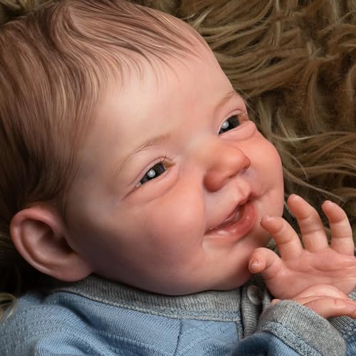 Zero pam Reborn Baby Jungen 50cm Reborn Baby Vollsilikon Lebensecht Puppe Jungen Lächelndes Kleinkind Puppen Wie Echte Babies Puppe Ab 2 Jahre Mit Fütterung Zubehör von Zero pam