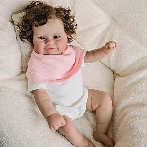 Zero pam Reborn Baby Mädchen 20 Inch Vinyl Silikon Baby Puppe Mit Haaren Lebensechte Reborn Toddler Lächelnd Wie Echte Babies Puppe Ab 2 Jahre Mit Zubehör Für Mädchen Spielzeug von Zero pam