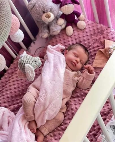 Zero pam Reborn Baby Mädchen - 20 Zoll 50 cm Reborn Baby Voll Silikon Lebensecht Mädchen Echte Babypuppe Mit Haaren Neugeborene Puppe Das Sieht Echt Aus Für Mädchen Ab 3 Jahren Mit Zubehör von Zero pam