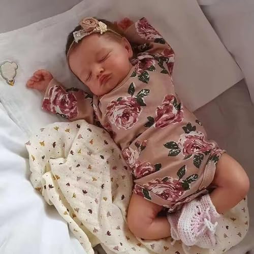Zero pam Reborn Baby Mädchen 20 Zoll 50 cm Reborn Puppe Mit Weichem Stoffkörper Lebensechte Reborn Baby Puppen Augen Geschlossen Silikonpuppe Wie EIN Echtes Baby von Zero pam