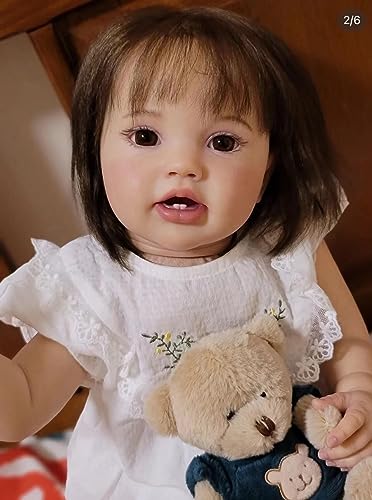 Zero pam Reborn Baby Mädchen 24 Zoll 60CM Silikon Puppen Lebensechte Babypuppe Wie Echtes Baby Puppe Mit Haaren Echte Baby Puppen von Zero pam