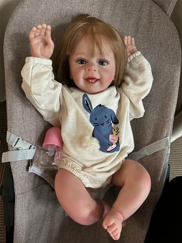 Zero pam Reborn Baby Mädchen 24 Zoll 60Cm Reborn Puppen Lebensechte BabyPuppe Weichkörper Schöne Neugeborene Mädchen Puppe Wie Echtes Baby Handgefertigte Puppen von Zero pam
