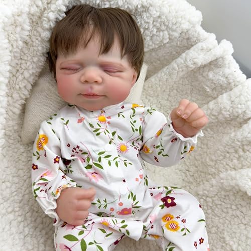Zero pam Reborn Baby Mädchen - 45 cm Reborn Baby Vollsilikon Lebensecht Puppe Babypuppe Mit Haaren Wie Echtes, Neugeborene Puppen Mit zubehör von Zero pam
