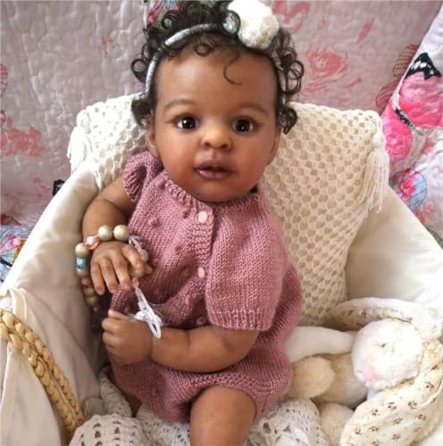 Zero pam Reborn Baby Mädchen 48cm Reborn Baby Vollsilikon Lebensecht Puppe Mit Haaren Realistisch Schwarze Babypuppen Wie Echt Puppe Ab 2 Jahre Mit Fütterung Zubehör von Zero pam