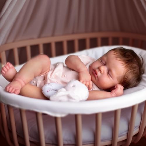 Zero pam Reborn Baby Mädchen-50CM Reborn Baby Vollsilikon Lebensecht,Realistische Neugeborenenpuppen, Die Wie Echte Aussehen,schlafende Silikon-Kleinkinder Mädchen Mit Verwurzeltem Haar von Zero pam