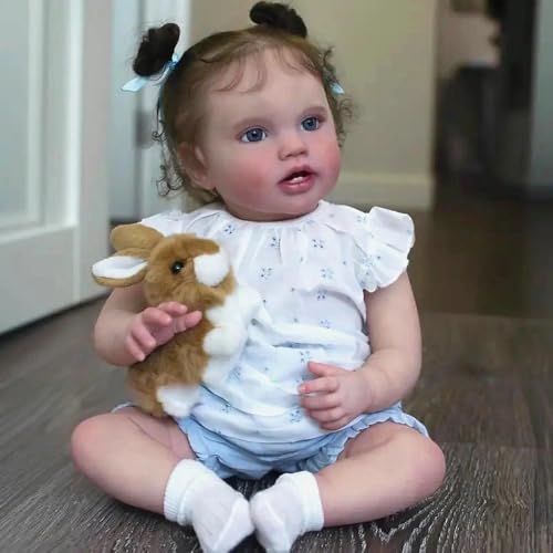 Zero pam Reborn Baby Mädchen-60CM 3D Haut Reborn Puppen Lebensecht, Lebensecht Puppe Wie Echtes, Silikon Baby Puppe Mit Haaren, Echt Aussieht Puppen Mit Zubehör von Zero pam