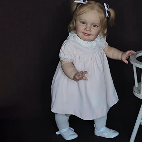 Zero pam Reborn Baby Mädchen Blond Reborn Puppe 60 cm Lebensechte Reborn Baby Puppen Mit Weichem Stoffkörper Newborn Puppe Lächelnd BabyPuppe Für Kleinkind von Zero pam
