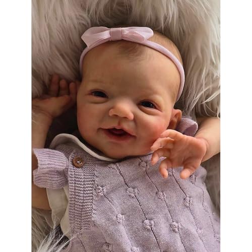 Zero pam Reborn Baby Puppe 20 Zoll Reborn Puppen Vollvinyl Lebensechte Echte Baby Puppe Mädchen Lebensechte Puppen Lächelnd Wie Echte Babys Mit Fütterung Zubehör von Zero pam