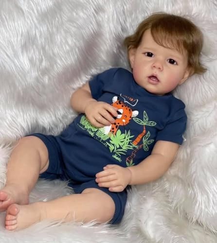Zero pam Reborn Baby Puppe Junge 20 Zoll Echte Babypuppen Vollsilikon Vinyl Lebensechte Realistische Newborn Baby Puppe Die Echt Aussehen Reborn Toddler Junge für Kinder ab 3 Jahren von Zero pam